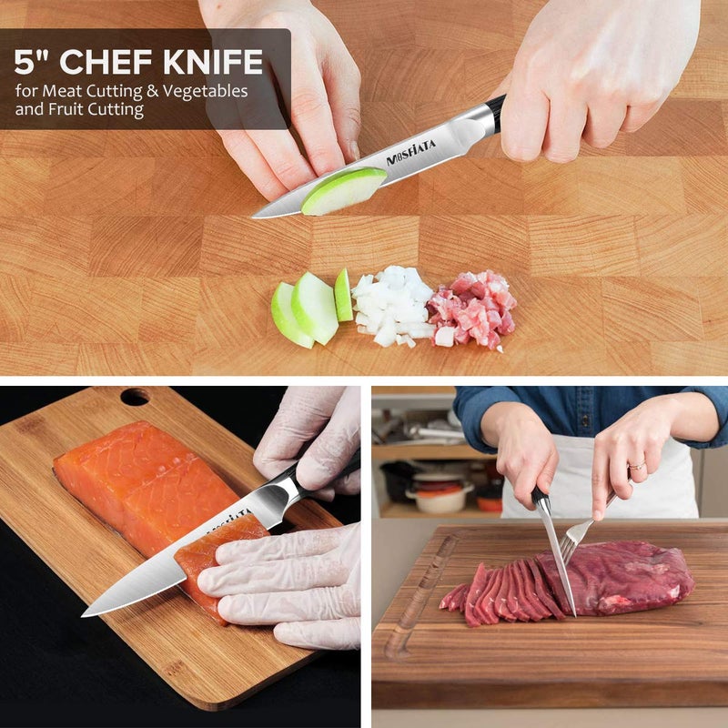 MOSFiATA 5â€ Chef Knife and 3.5" Fruit Knife Set with Knife Sheath, German High Carbon Stainless Steel EN.4116 with Micarta Handle and Gift Box for Vegetable and Fruit Cutting - Image 5